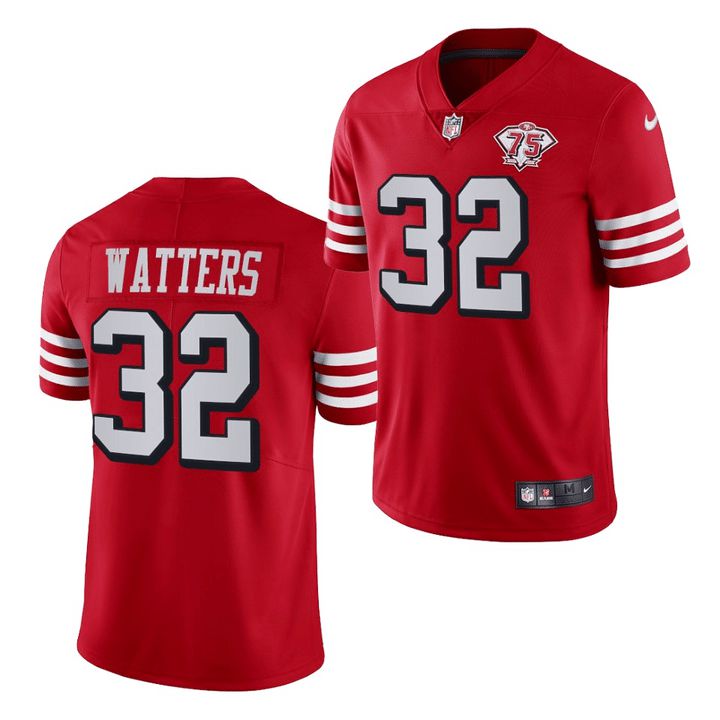Men San Francisco 49ers 32 Ricky Watters Red 75th Anniversary Throwback Limited NFL Jersey
